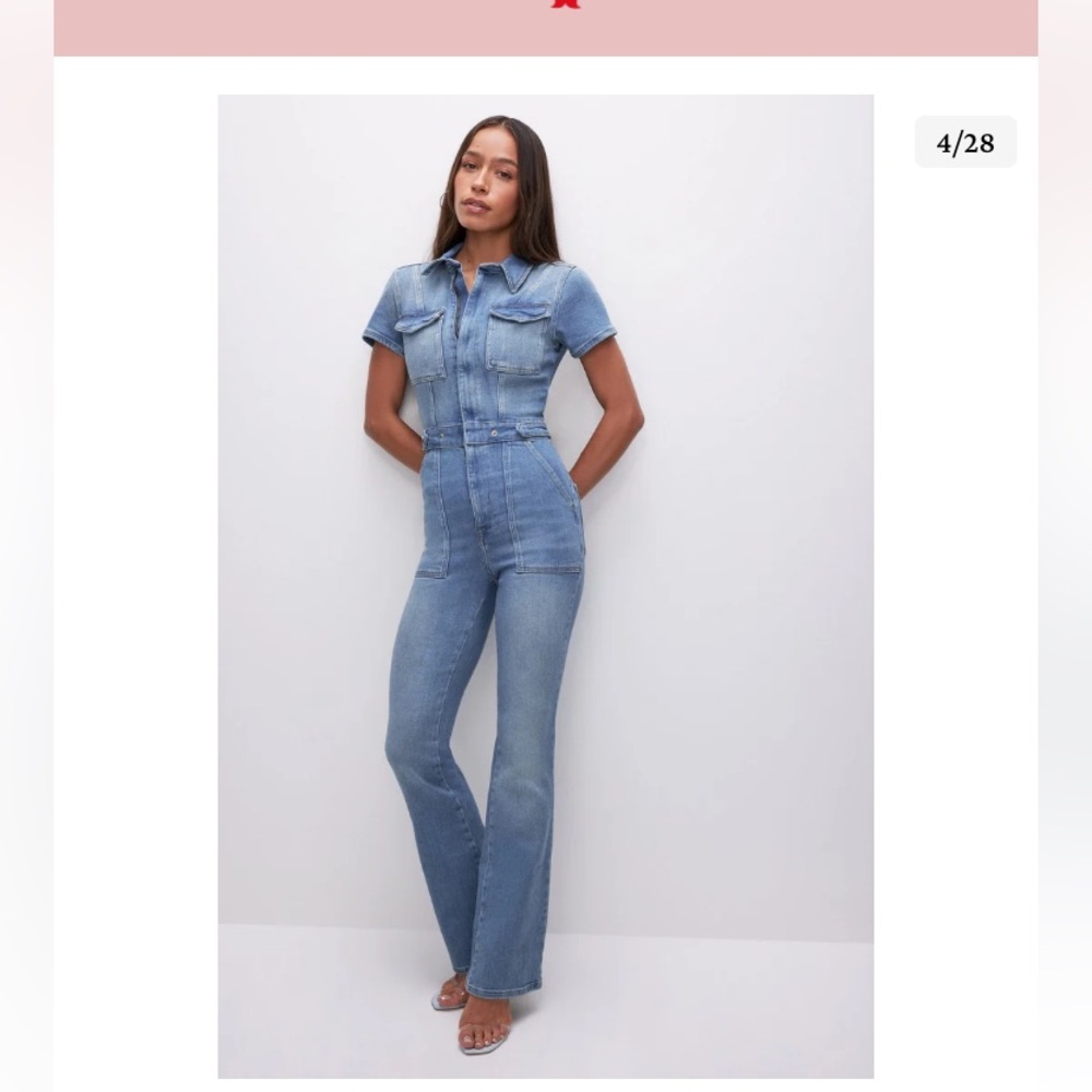 Good American Blue Denim Jumpsuit